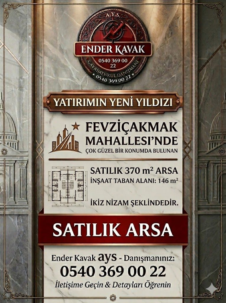 A.Y.S.GAYRİMENKUL ENDER'DEN SATILIK..DAİRE FİYATINA 4 KAT İMARLI ARSA